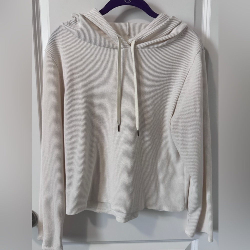 Women's Cream Waffle Knit Hoodie Top